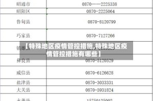 【特殊地区疫情管控措施,特殊地区疫情管控措施有哪些】