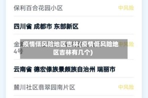疫情低风险地区吉林(疫情低风险地区吉林有几个)