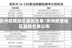 贵州疫情地区最新名单/贵州疫情地区最新名单公布