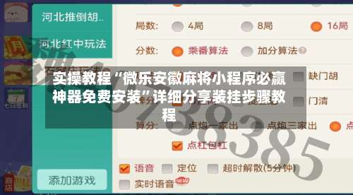 实操教程“微乐安徽麻将小程序必赢神器免费安装”详细分享装挂步骤教程-第2张图片